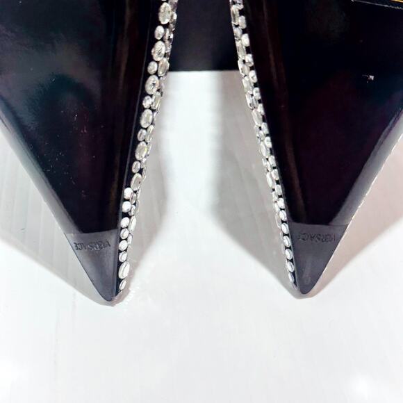 Versace Pumps 40/US 10 Black Crystal Embellished Leather Heel NIB $1,450 - Picture 14 of 14